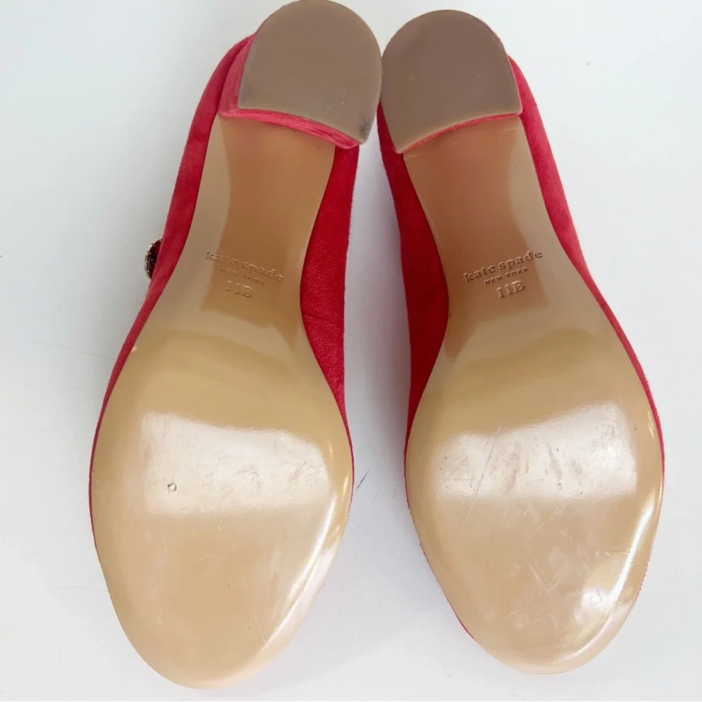 ✖️SOLD✖️•KATE SPADE• Engine Red Marlene Suede Mary Jane Pumps Size 11B - Picture 11 of 15